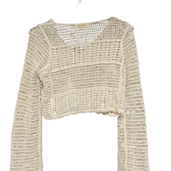 Rebellion Again Vintage Crochet Knit Boho Button-Front Cardigan Size S Cropped - Picture 10 of 15